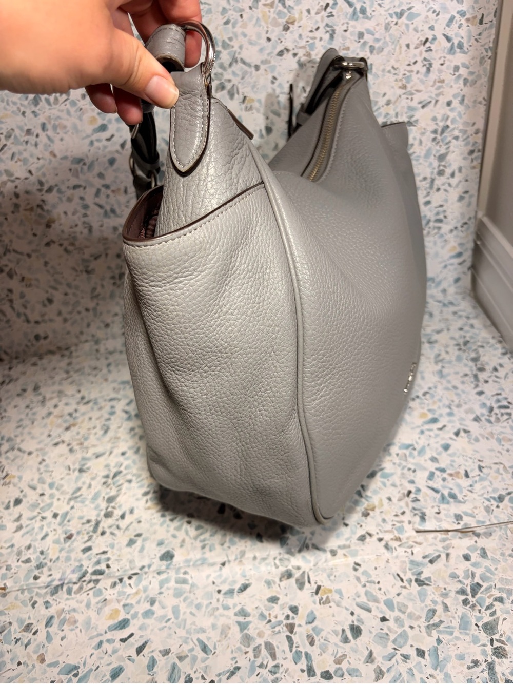 Coach Rori Shoulder Bag C2853 Granite Gray Pebble Leather - Picture 3 of 8